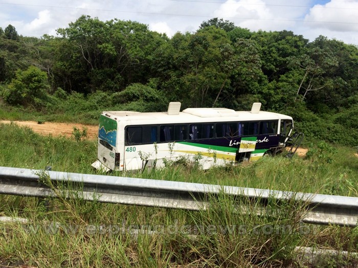 Ônibus da empresa Linha Verde precipitou-se numa ribanceira