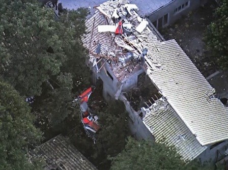 helicóptero caiu em cima de uma casa, em Barueri. Foto: Reprodução