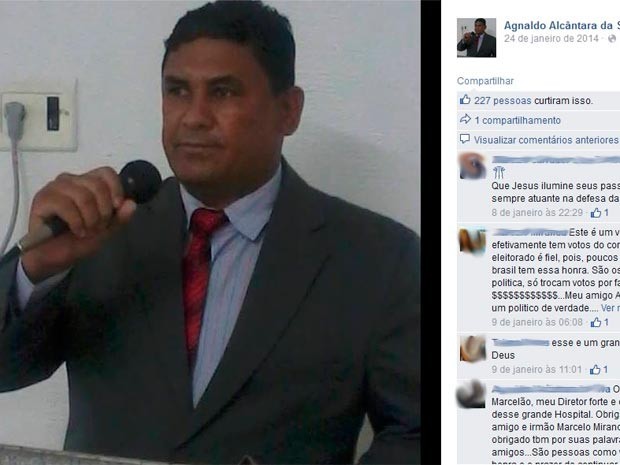 Vereador Agnaldo morreu em  Cansanção Foto: Reprodução/Facebook