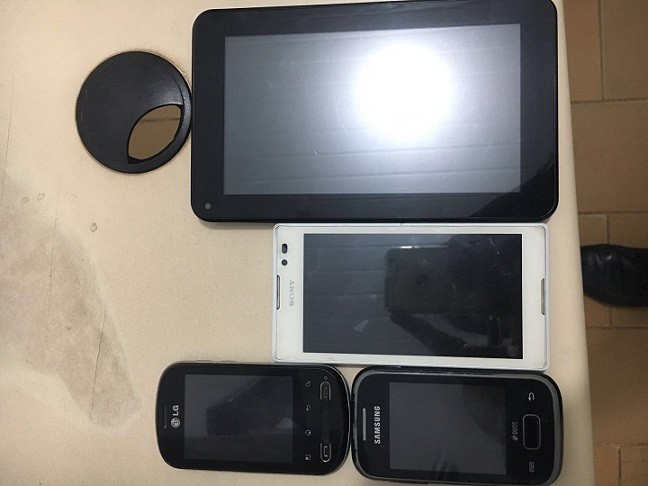 Tablet e celulares recuperados. Foto: Divulgação/Polícia Civl