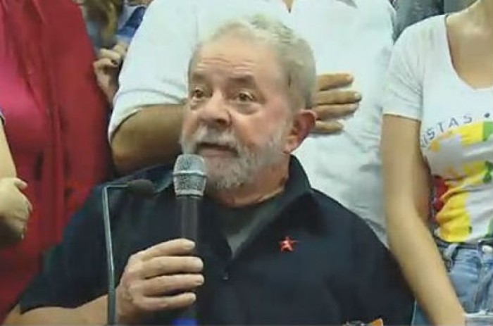 Lula fala após condução. Foto: Reprodução / Facebook