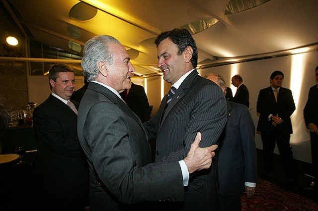 Aécio Neves se encontra com Michel Temer. Foto; Reprodução