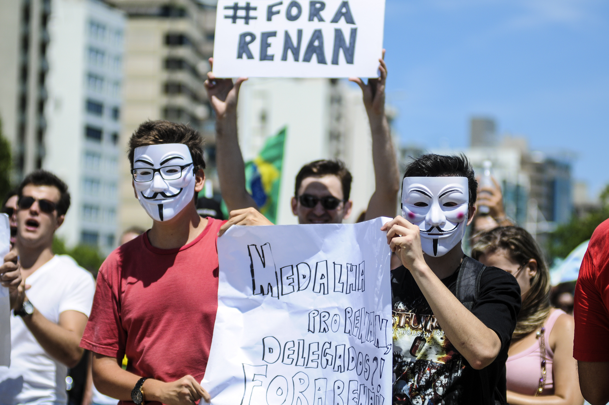 Manifestação em Florianópolis contra o Político Renan Calheiros. Foto: Eduardo Valente